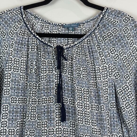 Anthropologie Fleur Bleue Top Women Small Multicolor Printed Blouse Boho Artsy - Picture 2 of 8